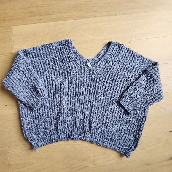 Wishlist Slouchy Chunky Knit Sweater in Cornflower Blue - Picture 4 of 7